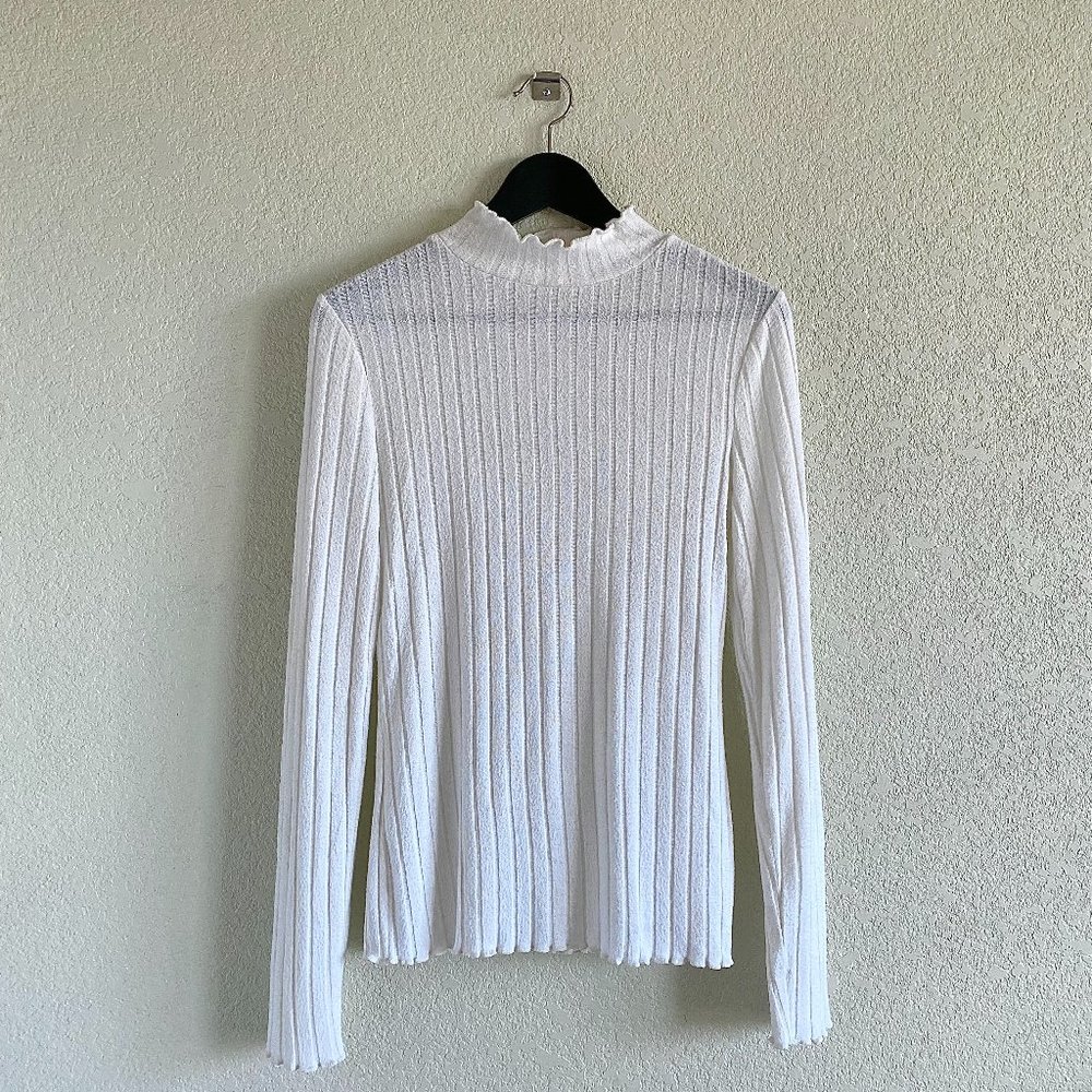 Mossimo Supply White Long-Sleeve Mock Neck Top